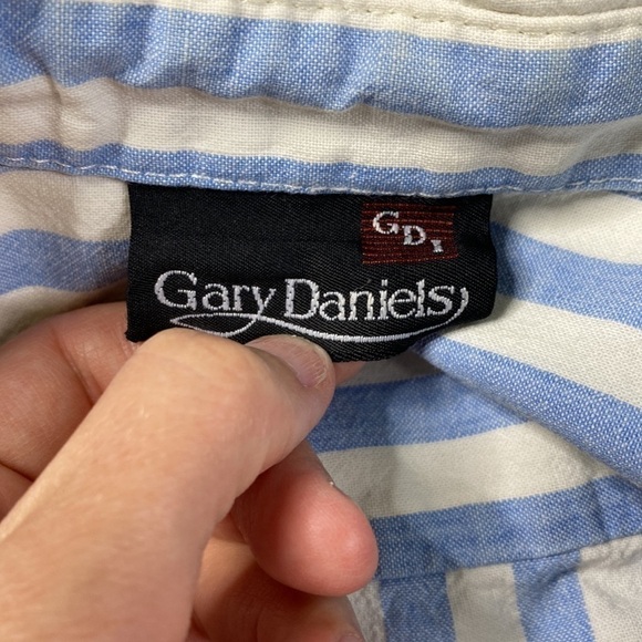 Vintage Gary Daniels Blue & White Striped Long Sleeve Button Up Shirt Size Large - Picture 3 of 8